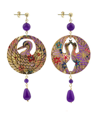 Purple Crane Earrings - Lebole Maison